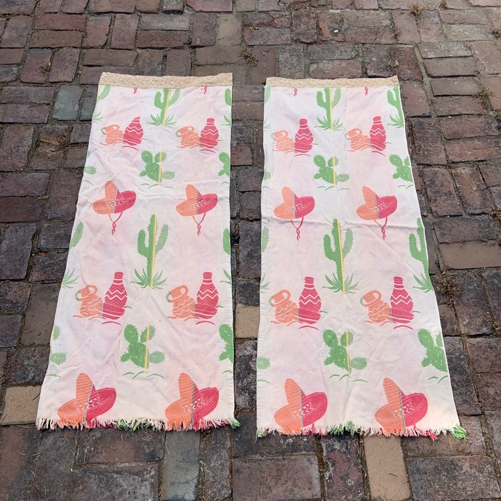 Rare vintage cotton 1940s southwestern curtains.